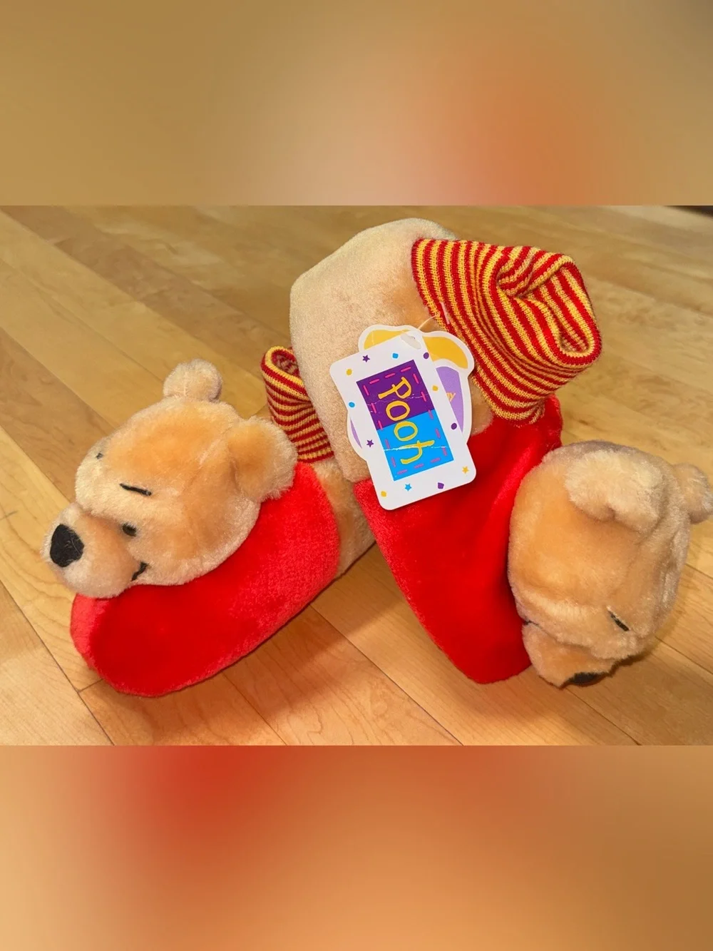 Vintage Y2K NOS Disney Winnie the Pooh Sock-Top Slippers kids size 11/12